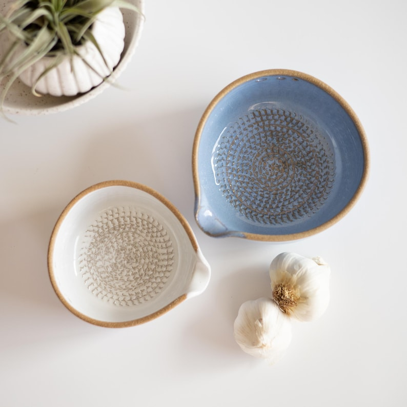AbbyCeramics Handmade Ceramic Garlic Grater Bowl Tool