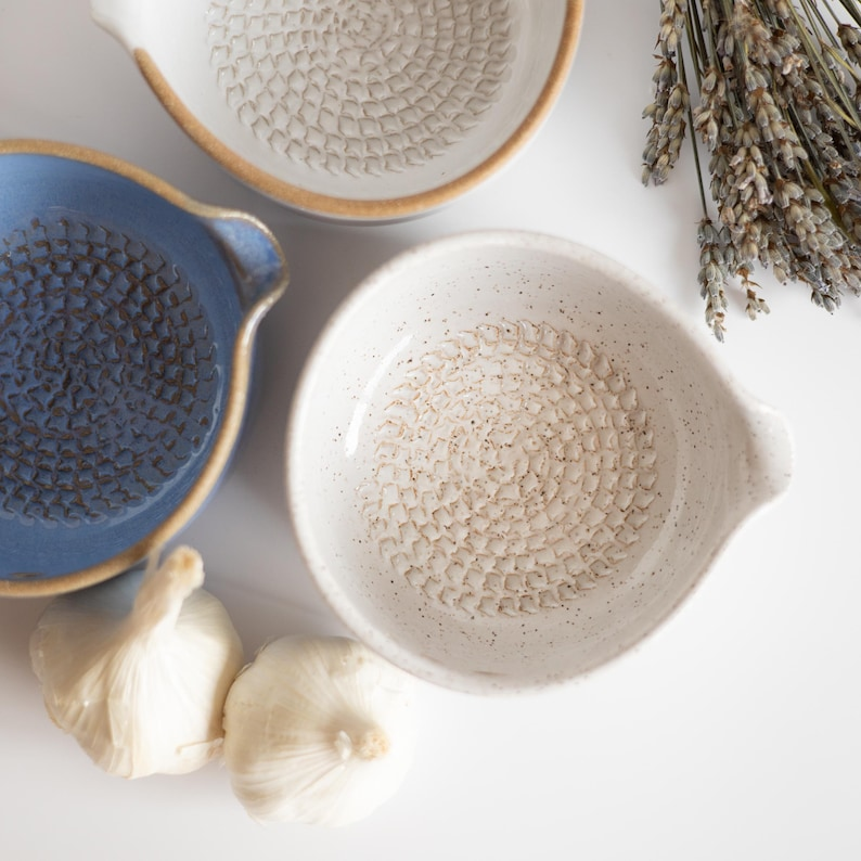 AbbyCeramics Handmade Ceramic Garlic Grater Bowl Tool