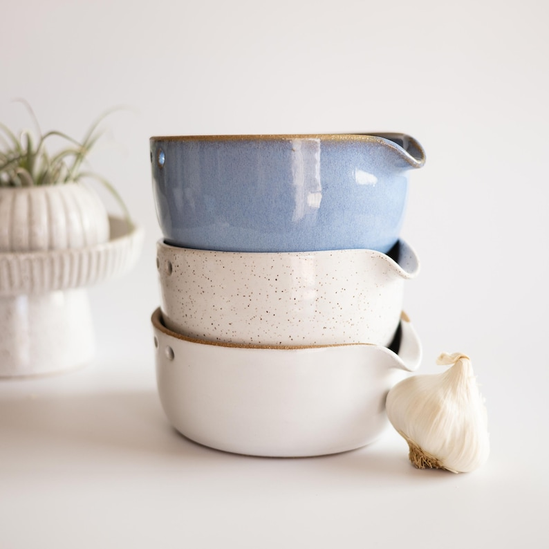 AbbyCeramics Handmade Ceramic Garlic Grater Bowl Tool