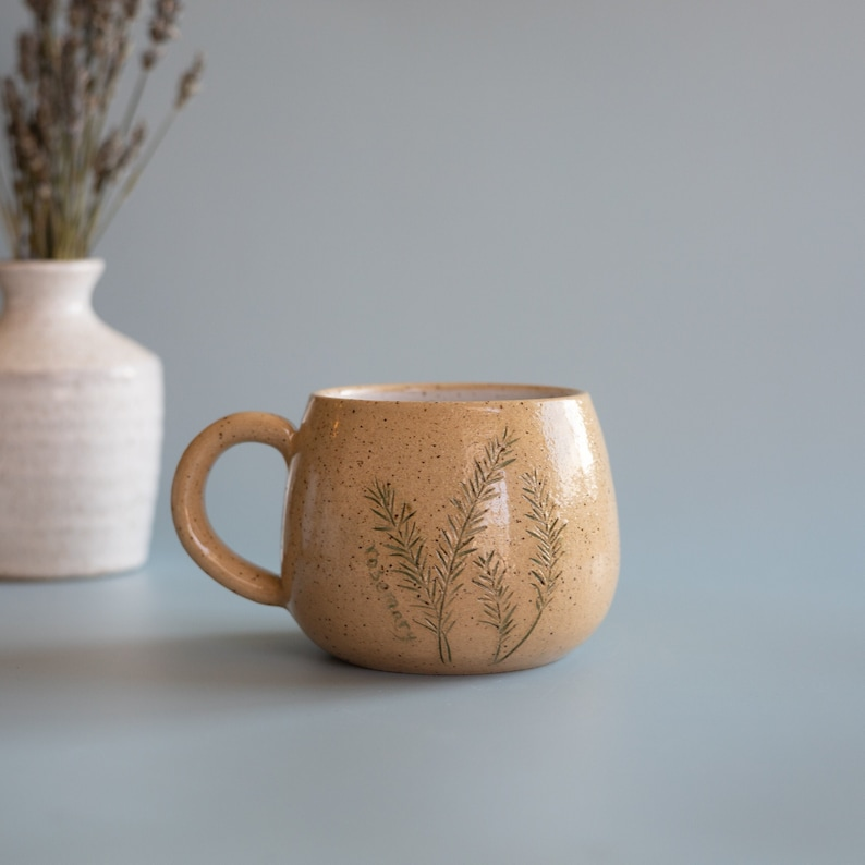 AbbyCeramics Handmade Ceramic Rosemary Coffee Mug