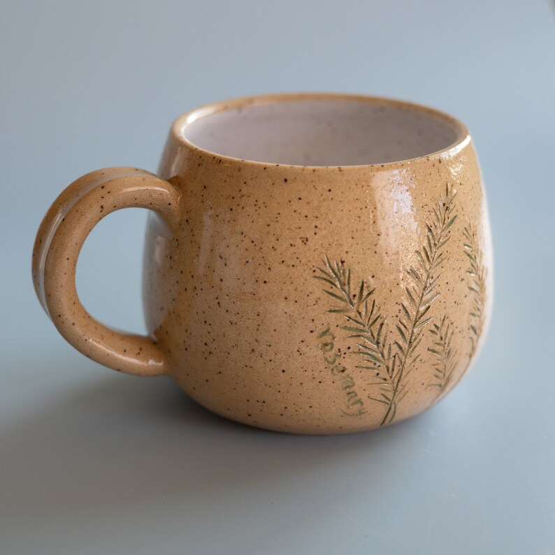 AbbyCeramics Handmade Ceramic Rosemary Coffee Mug