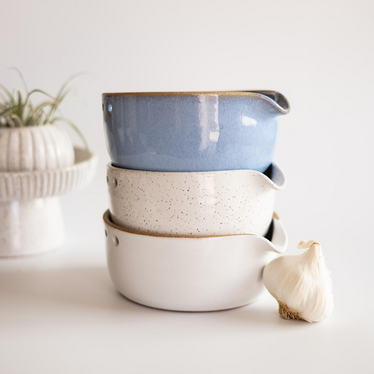AbbyCeramics Handmade Ceramic Garlic Grater Bowl Tool