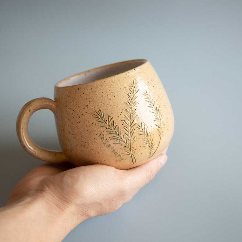 AbbyCeramics Handmade Ceramic Rosemary Coffee Mug